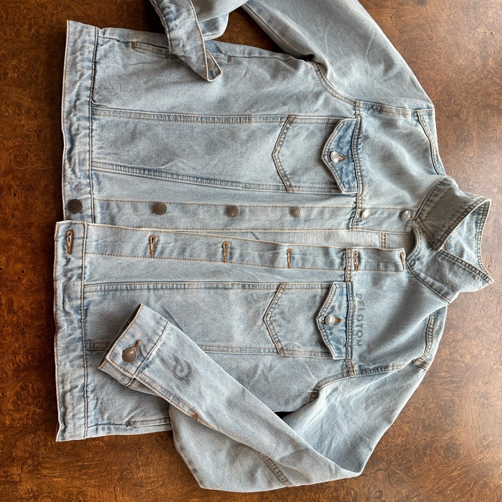 Peloton Light Wash Denim Jacket in Pale Blue